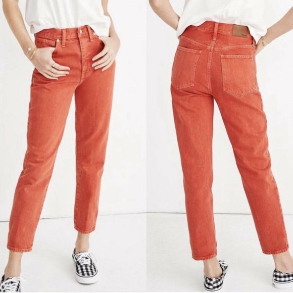 Madewell The Mom Jean High Rise Jean Red Sz 27